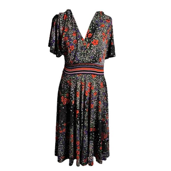 Girls from Savoy Floral Poppy  V Neck Mini Dress sz M - Picture 1 of 12